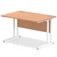 Impulse Rectangular Office Desk W1200xD800xH730mm White Double Cantilever Legs Oak Top