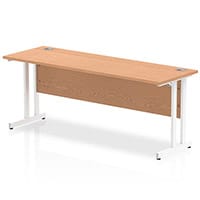 Impulse Rectangular Office Desk W1800xD600xH730mm White Double Cantilever Legs Oak Top