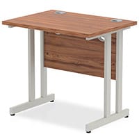 Impulse Rectangular Office Desk W800xD600xH730mm Silver Double Cantilever Legs Walnut Top