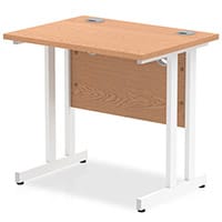 Impulse Rectangular Office Desk W800xD600xH730mm White Double Cantilever Legs Oak Top