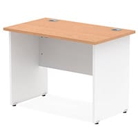 Impulse Rectangular Office Desk W1000xD600xH730mm White Panel End Legs Oak Top