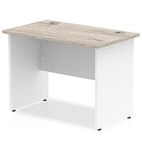 Impulse Rectangular Office Desk W1000xD600xH730mm White Panel End Legs Grey Oak Top