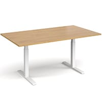 Elev8 Rectangular Height Adjustable Boardroom Table W1800mmxD1000mm With White Frame & Oak Top