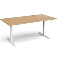 Elev8 Rectangular Height Adjustable Boardroom Table W2000mmxD1000mm With White Frame & Oak Top