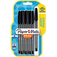 PaperMate Inkjoy 100 Cap Medium Black Pack of 8 1956739