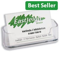 Deflecto Desktop Business Card Holder, Single Pocket, Clear - Compact and Professional Business Card Display