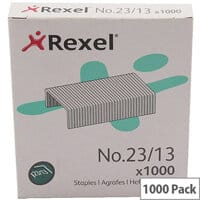 Rexel Heavy Duty Staples, No23/13mm (Pack of 1000, Ref 2101053) - Extra Strength Staples for Large Binding Jobs