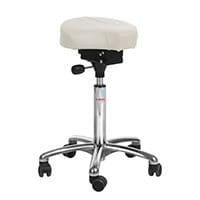 Gamma Easymek Seat Saddle Stool With White Leather Look Seat Upholstery H600 - 790mm Aluminum Frame