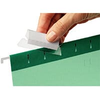 Rexel 50mm Suspension File Tabs with Labels, Clear (Pack of 25, Ref 2115596) - Easy Labeling for Filing Systems