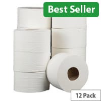 Mini Jumbo Pack of 12 Toilet Rolls 2Ply 150m High Capacity