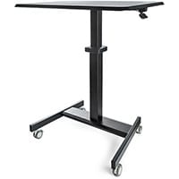 Mobile Standing Desk - Portable Sit Stand Ergonomic Height Adjustable Cart on Wheels - Rolling Computer/Laptop Workstation Table with Locking One-Touch Lift for Teacher/Student, Black, 750 - 1200 mm, 4 wheel(s), Wood, 30 kg, Steel