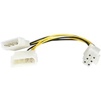 StarTech.com 6in LP4 to 6 Pin PCI Express Video Card Power Cable Adapter, 0.153 m, Molex (4-pin), PCI-E (6-pin), Male/Male, Straight, Straight