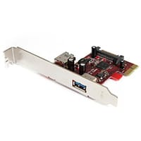 StarTech.com 2 port PCI Express SuperSpeed USB 3.0 Card with UASP Support - 1 Internal 1 External, PCIe, USB 3.2 Gen 1 (3.1 Gen 1), Red, CE, FCC, 0 - 50 °C, -20 - 60 °C