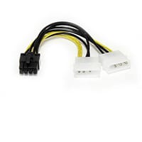 StarTech.com 6in LP4 to 8 Pin PCI Express Video Card Power Cable Adapter, 0.153 m, 2 - LP4 4pin, 1 - PCI Express 8pin, Male/Male, Black, Yellow, 18 g