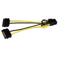 StarTech.com 6in SATA Power to 8 Pin PCI Express Video Card Power Cable Adapter, SATA 15-pin, PCI-E (8-pin), Male/Male, Black, Yellow, 30 mm, 150 mm