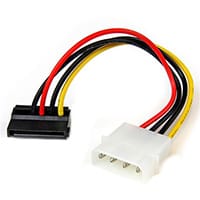 StarTech.com 6in 4 Pin LP4 to Left Angle SATA Power Cable Adapter, 0.1524 m, SATA 15-pin, Molex (4-pin), Male/Female, Straight, Left