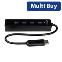StarTech.com 4 Port Portable SuperSpeed USB 3.0 Hub with Built-in Cable, USB 3.2 Gen 1 (3.1 Gen 1) Type-A, USB 3.2 Gen 1 (3.1 Gen 1) Type-A, 5000 Mbit/s, Black, Plastic, Power