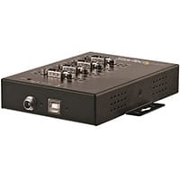 StarTech.com 4 Port Serial Hub USB to RS232/RS485/RS422 Adapter - Industrial USB 2.0 to DB9 Serial Converter Hub - IP30 Rated - Din Rail Mountable Metal Serial Hub - 15kV ESD Protection, USB 2.0 Type-B, Serial, Black, Steel, Power, CE, FCC, TAA, RoHS