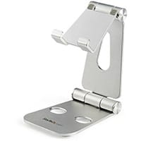 StarTech.com Phone and Tablet Stand - Foldable Universal Mobile Device Holder for Smartphones & Tablets - Adjustable Multi-Angle Ergonomic Cell Phone Stand for Desk - Portable - Silver, Mobile phone/Smartphone, Tablet/UMPC, Multimedia stand, Desk, Silver