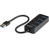 StarTech.com 4 Port USB 3.0 Hub - USB-A to 4x USB 3.0 Type-A with Individual On/Off Port Switches - SuperSpeed 5Gbps USB 3.1/3.2 Gen 1 - USB Bus Powered - Portable - 9.8 Inches Attached Cable, USB 3.2 Gen 1 (3.1 Gen 1) Type-A, USB 3.2 Gen 1 (3.1 Gen 1) Ty