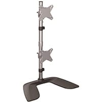 StarTech Vertical Dual Monitor Stand - Ergonomic Desktop Stacked Two Monitor Stand up to 27 inch VESA Mount Displays - Free Standing Universal Monitor Mount - Height Adjustable - Silver ARMDUOVS