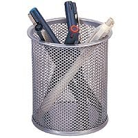 Q-Connect Mesh Pen Pot, Silver (Ref KF00846) - Stylish and Durable Desk Organiser