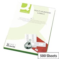 Q-Connect 21 Per Sheet Multi-Purpose Labels 63.5x38mm (10500 Labels)