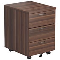 Jemini Walnut 3 Drawer Mobile Pedestal KF78944