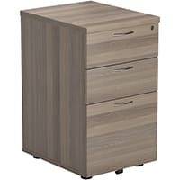 Jemini Grey Oak 3 Drawer Tall Mobile Pedestal KF78947