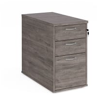 Desk High 3 Drawer Pedestal With Silver Handles 800Mm Deep - Grey Oak
