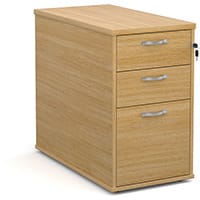 Desk high 3 drawer pedestal with silver handles 800mm deep - oak