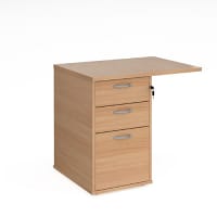 Desk High 3 Drawer Pedestal 600Mm Deep With 800Mm Flyover Top - Beech