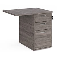 Desk High 3 Drawer Pedestal 600mm Deep With 800mm Flyover Top - Grey Oak