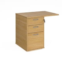 Desk High 3 Drawer Pedestal 600Mm Deep With 800Mm Flyover Top - Oak