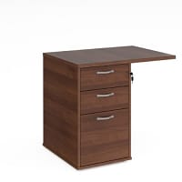 Desk High 3 Drawer Pedestal 600Mm Deep With 800Mm Flyover Top - Walnut
