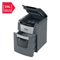 Rexel Optimum Auto Feed+ 100 Sheet Automatic Micro Cut Paper Shredder, P-5 Security, Home/Home Office, 34 Litre Removable Bin, 2020100M