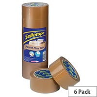 Sellotape Buff Packaging Tape 50mm x 66m (6 Pack)