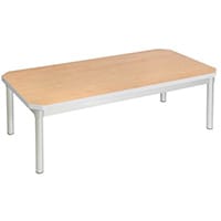 Enviro Rectangular Coffee Table Silver Anodised Frame Beech Top Light Grey Edge