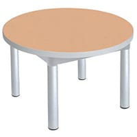 Enviro Round Coffee Table Silver Anodised Frame Beech Top Light Grey Edge