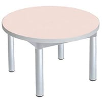 Enviro Round Coffee Table Silver Anodised Frame Maple Top Light Grey Edge