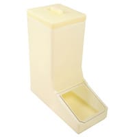 Table Top Dispense Bin With Clear Flap And Top Lid Allowing It To Be Filled From The Top Yellow