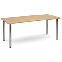 Rectangular Chrome Leg Flexi-Table Oak H:725 W:1800 D:800