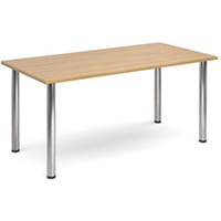 Rectangular Chrome Leg Flexi-Table Oak H:725 W:1600 D:800