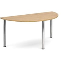 Semi Circular Chrome Leg Flexi-Table Oak H:725 W:1600 D:800