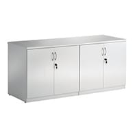High Gloss White 2 x Double Door Boardroom Credenza Cupboards W1600xD600xH720mm