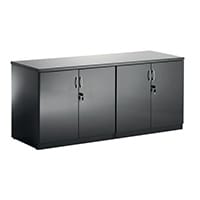 High Gloss Black 2 x Double Door Boardroom Credenza Cupboards W1600xD600xH720mm