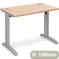TR10 straight desk 1000mm x 600mm - silver frame, beech top