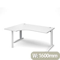TR10 left hand ergonomic desk 1600mm - white frame, white top