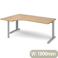 TR10 left hand ergonomic desk 1800mm - silver frame, oak top