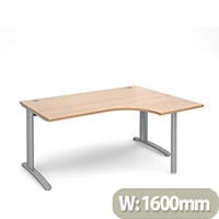 TR10 right hand ergonomic desk 1600mm - silver frame, beech top